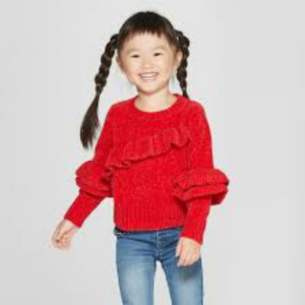 Cat & Jack NWOT red chenille sweater 18m & 4T